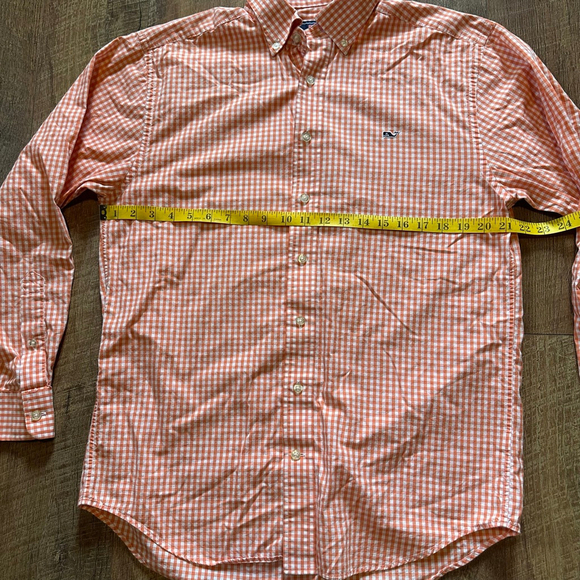 Men's Vineyard Vines Button Down Shirt Size M Orange Gingham - Picture 4 of 8